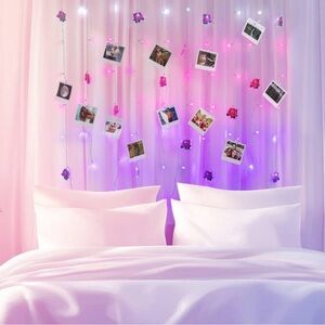 Teen Tween Garden Rose Floral‎ LED String Lights with Photo Clips